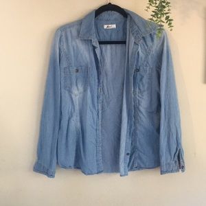 Faded denim style button up